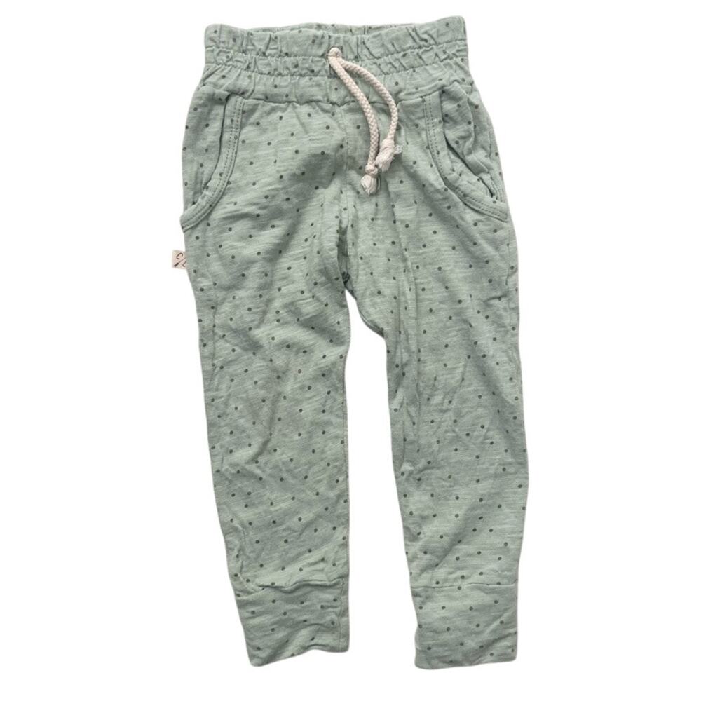 Childhoods Clothing Slub Knit Joggers - Polka Dot Seafoam Green - 2T
